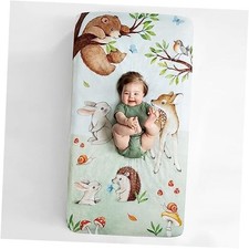 100 Cotton Sateen Fitted Crib Sheet: Enchanted Forest. Modern Nursery, Use
