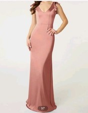 Azazie Stretch Satin Bridesmaid Dress Rosette Size 6 Cap Sleeve