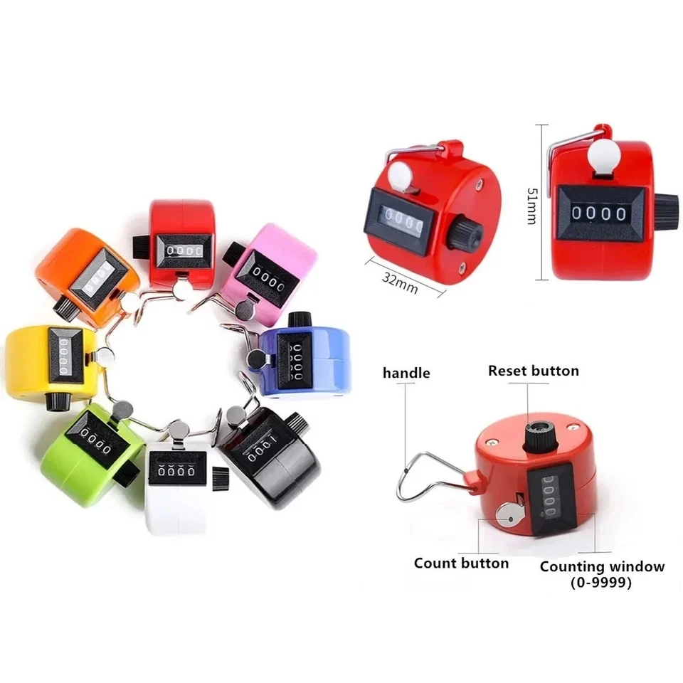 2pcs 4 Digit Counting Manual Hand Tally Number Counter Mechanical Click Clicker - Image 2 of 4