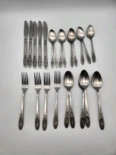 T & N Stylecraft Stainless Flatware Victorian Rose Vignette Lot Japan 23 Pieces