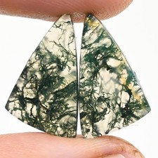 10.90Cts Natural Moss Agate Cabochon loose Gemstone Fancy Pair 12x19x3mm