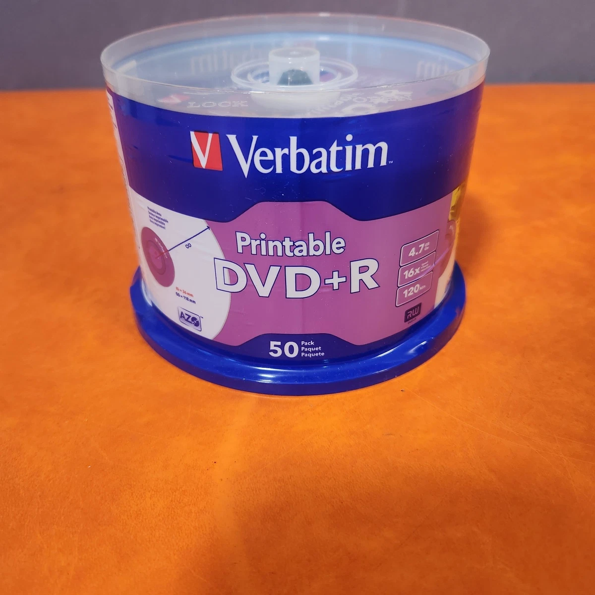 VERBATIM 50 SPINDLE./ DVD-R WHITE INJET PRINTABLE/ 4.7gb 16x speed, 120 mns