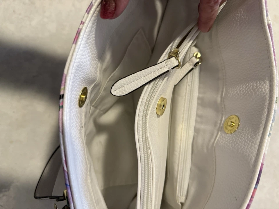 LIZ CLAIBORNE 花卉手提包 粉色和白色钱包 捆绑出售物品,状况完好 — 第 4/4 张图片