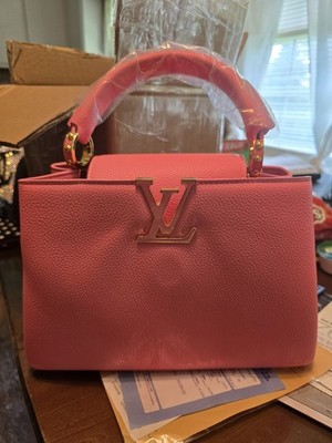 Louis Vuitton Pink Medium Top Handle Bag Gold Hardware Pebbled Crossbody Strap