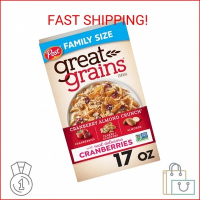 Great Grains Cranberry Almond Crunch Cereal, Cereal with Dried Cranberries and A