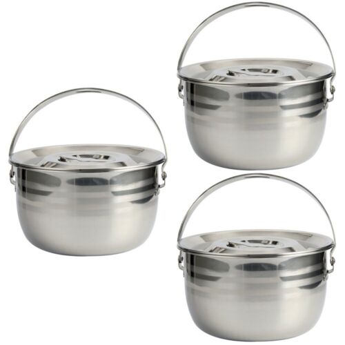 3 Count Camping Pot Outdoor Cooking Kettle and Fire Stew Saucepan