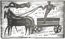 Gerhard Marcks: Mythisches Gespann. Originalholzschnitt 1922