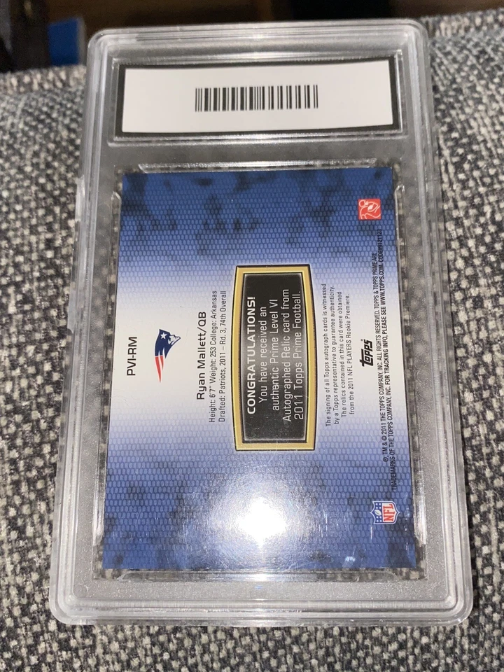 2011 Topps Prime Level VI Ryan Mallett RC #PVI-RM /515 WBG 9.5/10 Auto NM-MT+ - Image 3 of 3