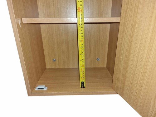 Wooden Lockable Brown Beech Wall Cabinet Supplied With 2 Keys - Picture 7 of 8