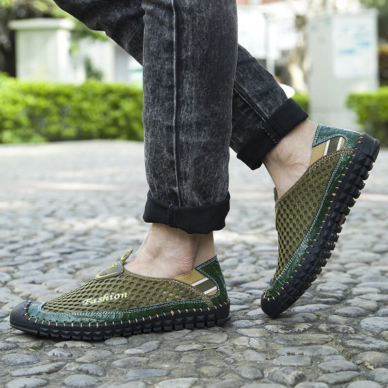 Mens Breathable Mesh Shoes Slip On Loafers Outdoor Hiking Walking Wading Sneaker
