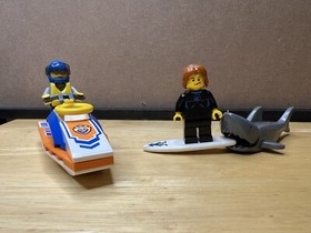 Lego Surfer Rescue boat beach city town coast guard 60011 Lego Complete READ