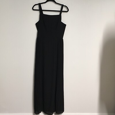 NWT Katia Women's Black Long Gown Maxi Dress with Pleating Size Medium 