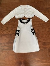 Janie and Jack Light Blue Dress Winter Wishes Black Collar And Cardigan Size 2T