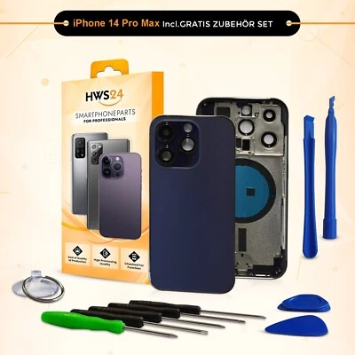 HWS24 Backcover für iPhone 14 Pro Max Gehäuse Rahmen Rückseite Frame Housing Purple