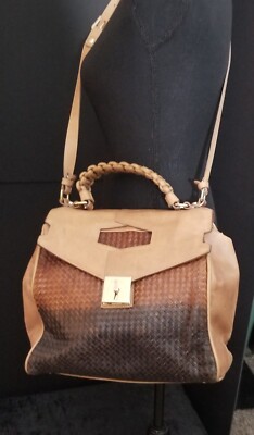 Baldinini Leather Handbag, Tan, Vintage, with Shoulder Strap. Made in Italy.