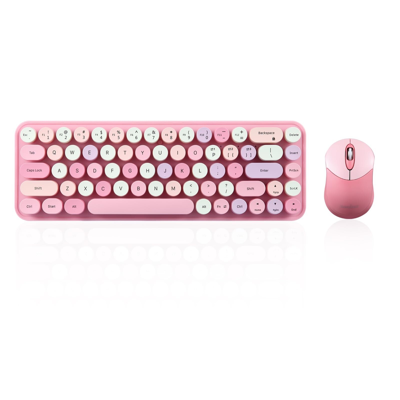 Perixx PERIDUO-802PK Retro Round Bluetooth Mini Keyboard and Mouse Combo