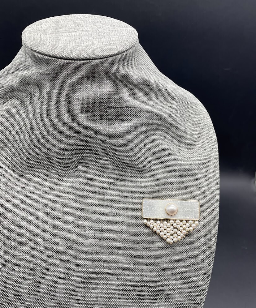 Donna Chambers Chinese Gambling Chip and Pearl Brooch, 14K eBay