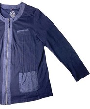 Olsen Europe Womens Lightweight Full Zip Jacket Double Zipper Blue Us 12 Xl