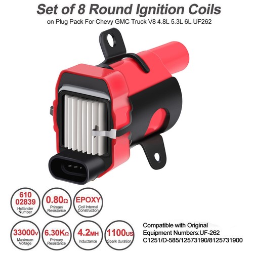 8 Pcs Ignition Coil+Iridium Spark Plug+Wire For Chevy Silverado GMC Sierra UF262 - Picture 2 of 12