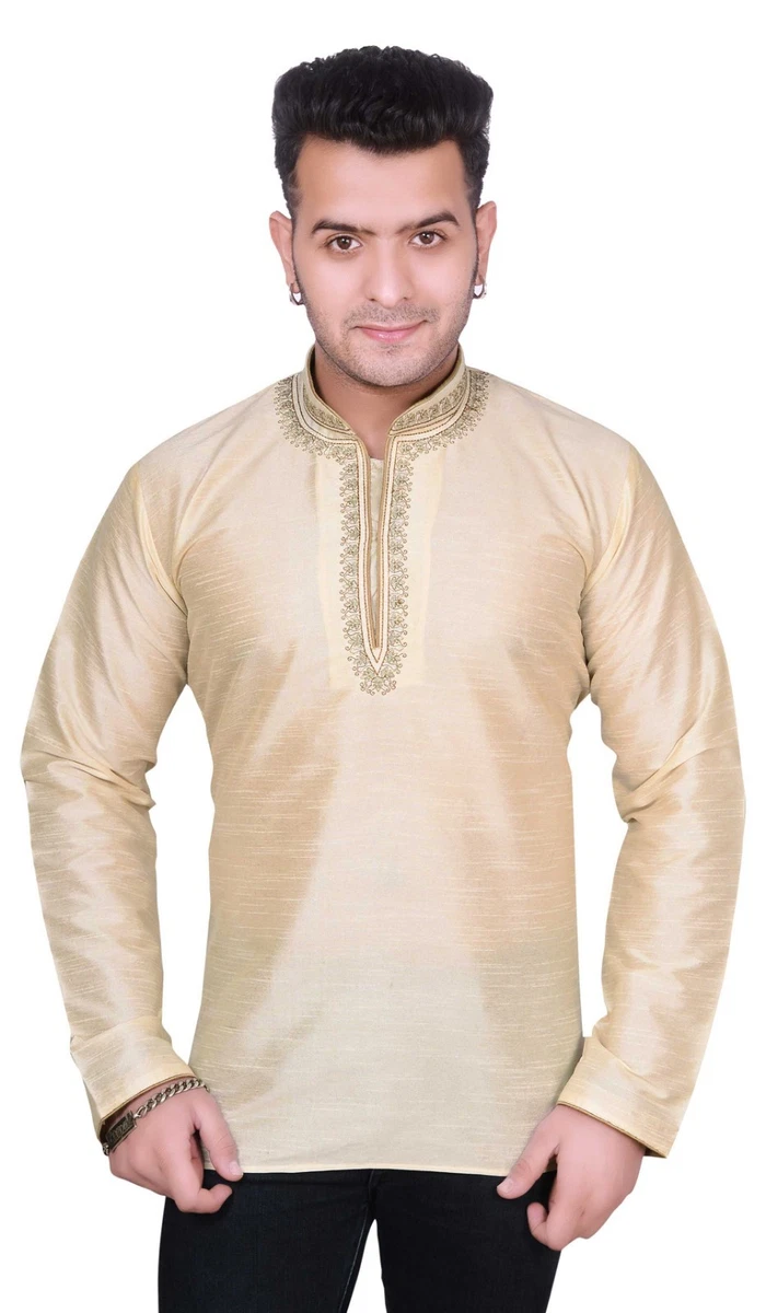 Men s Short Kurta Shirt Indian Bollywood theme Wedding Party Tunic outfit 2020