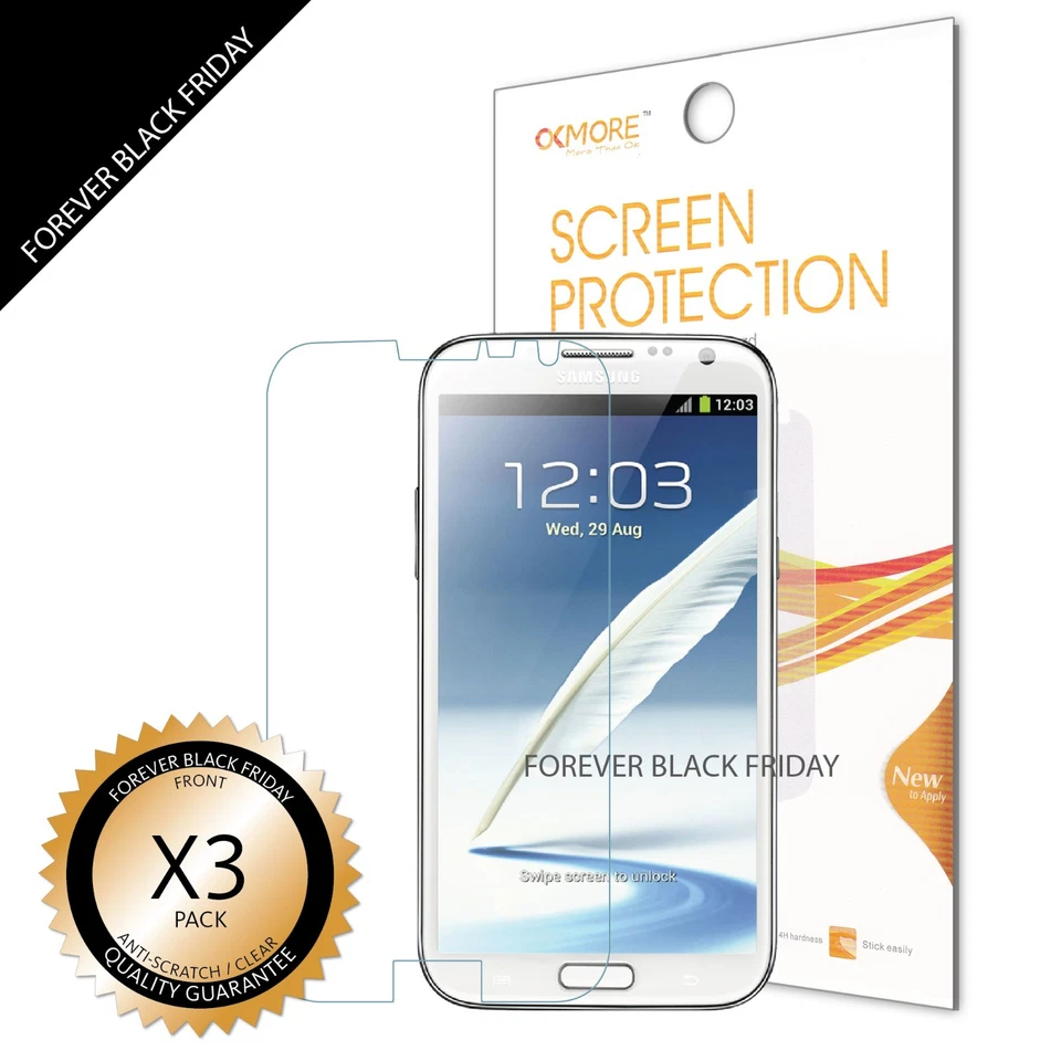 3x Anti-Scratch Clear Screen Protector Cover For Samsung Galaxy Note 2 II N7100 - Image 3 of 4