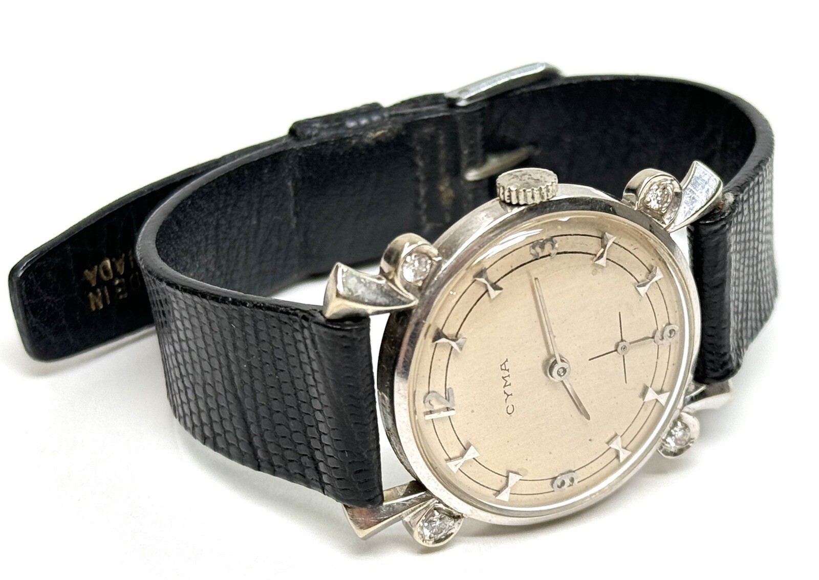 Cyma Mens Watch 14k White Gold with Diamonds 29mm eBay