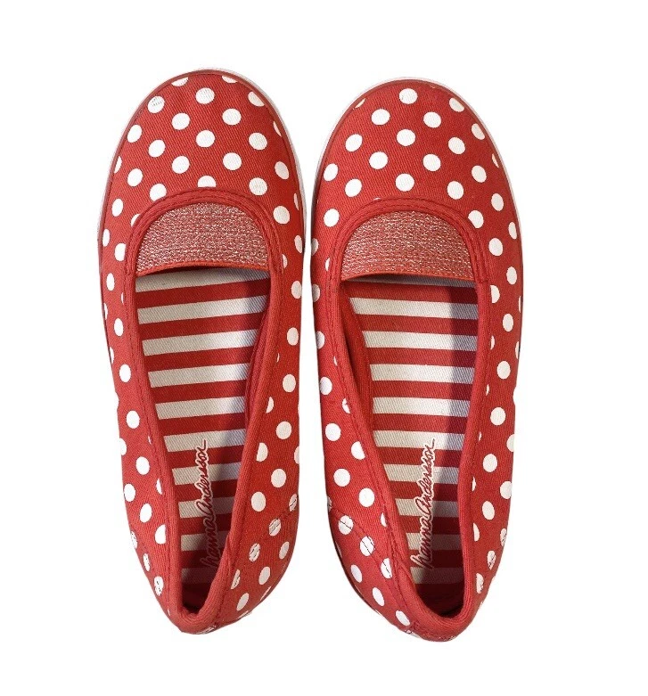 Hanna Andersson Rojo Lunares Mimmi Ballet Pisos Niñas Talla 2 Foto 4 de 4