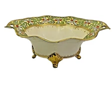 Antique Hand Painted Nippon Blue Maple Leaf Gilded 8" Bowl