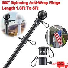 5FT Heavy Duty Stainless Steel Flag Pole Kit – Tangle-Free Spinning Outdoor Use