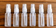 (6) 2oz Reusable Travel Spray Bottles Clear Plastic TSA Approved Mist Containers