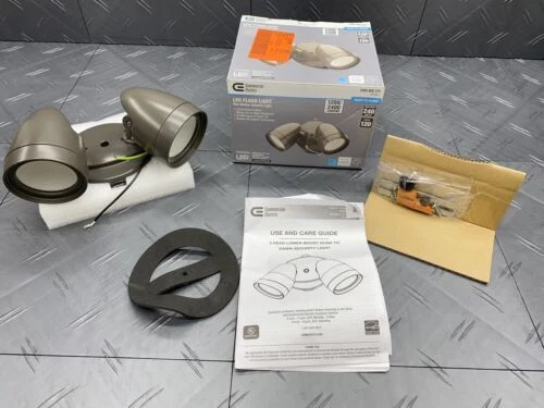 Dusk to Dawn Bronze Outdoor Integrated Twin Head LED Flood Light Security Light