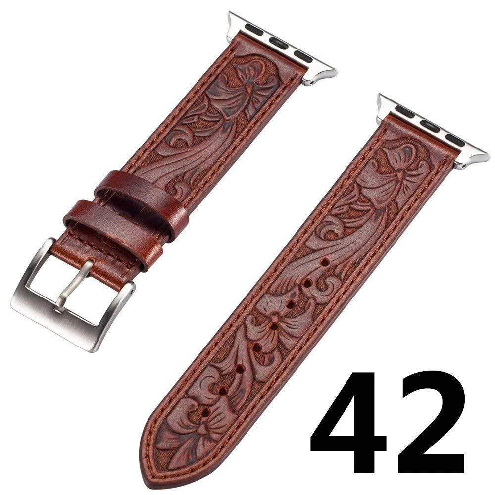 Carved leather clearance apple watch band
