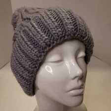 Unisex Trend For You Gray Crochet Warm Fluffy Inside Bobble Hat Beanie One Size