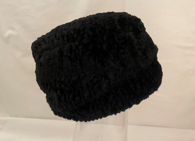 NWT Large Faux Black Astrakhan Pillbox Hat from Neiman-Marcus, VERY RARE!