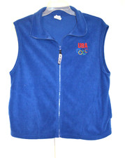 Olympic Committee Fleece Front Zip Lightweight Blue Vest XL United States