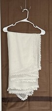 Women's Pakistani Off-White Silk Plain Dupatta with Laces 4 Sided