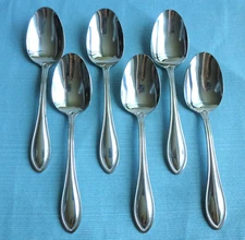 New Oneida AMERICAN HARMONY /ARBOR Set of 6 Oval Soup Spoons Stainless (7 3/8")
