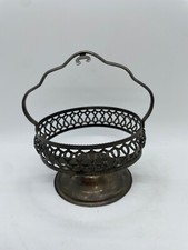 Vintage Solid Brass Small Basket with Wavy Style Handle Made in England. No Bowl