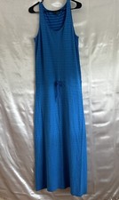 Lauren Ralph Lauren Size L Blue Striped Maxi Dress Sleeveless
