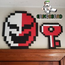 Super mario bros 2 phanto and key 8 bit Perler bead art Nintendo nes