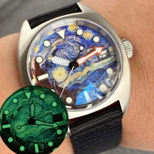 36mm Tandorio Van Gogh oil paint Dial Sapphire Glass NH35A Automatic Men's Watch