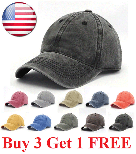 Dyed Washed Retro Distressed Cotton New Plain Polo Style Baseball Ball Cap Hat