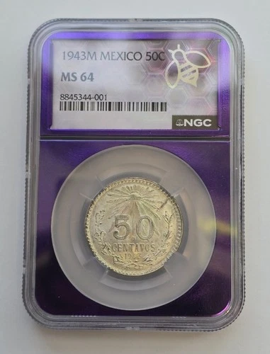 1943 Mexico 50 Centavos Silver — photo from another recent sale