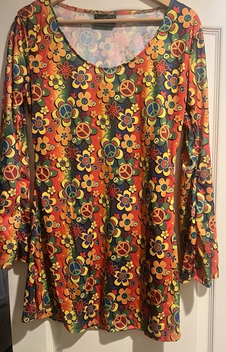 Vestido Disfraz UNDERWRAPS Para Mujer Años 60 Retro Hippie Paz M ¡Bonito! Mediano - Imagen 1 de 3