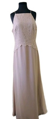 After Six Classic beige Color Cocktail lace top dress Size 14 Wedding Guest 