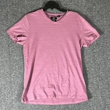 Boss Hugo Boss V-Neck Short Sleeve Shirt Pink Regular Fit Mercerised Mens Small