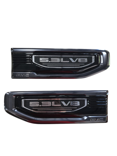 2019-2024 GMC Sierra 1500 5.3L LH & RH Fender Vent Emblems BLACK CHROME ...