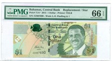 Bahamas 2015 1 Dollar Replacement / Star Bank Note Gem Unc 66 EPQ PMG