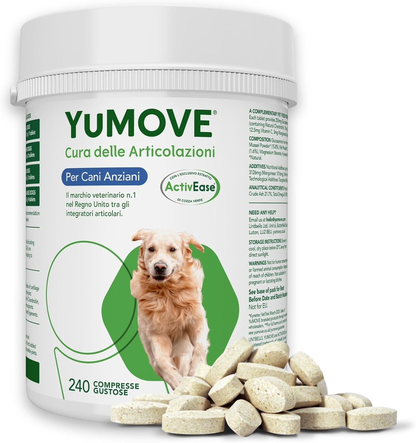Supporto Articolazioni Cane 9+ Anni | 240 Tabs Joint Care Professionale