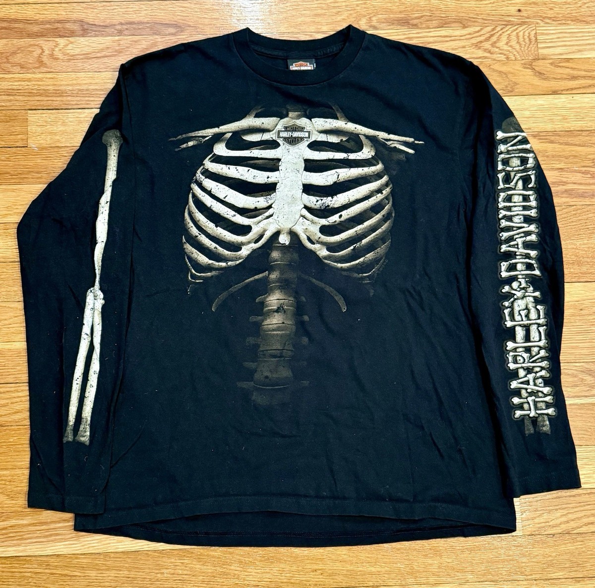 Harley-Davidson ハーレー　ボーン　スケルトン　ロンT Harley Davidson Skeleton Bones AOP Long Sleeve TShirt USA Steel